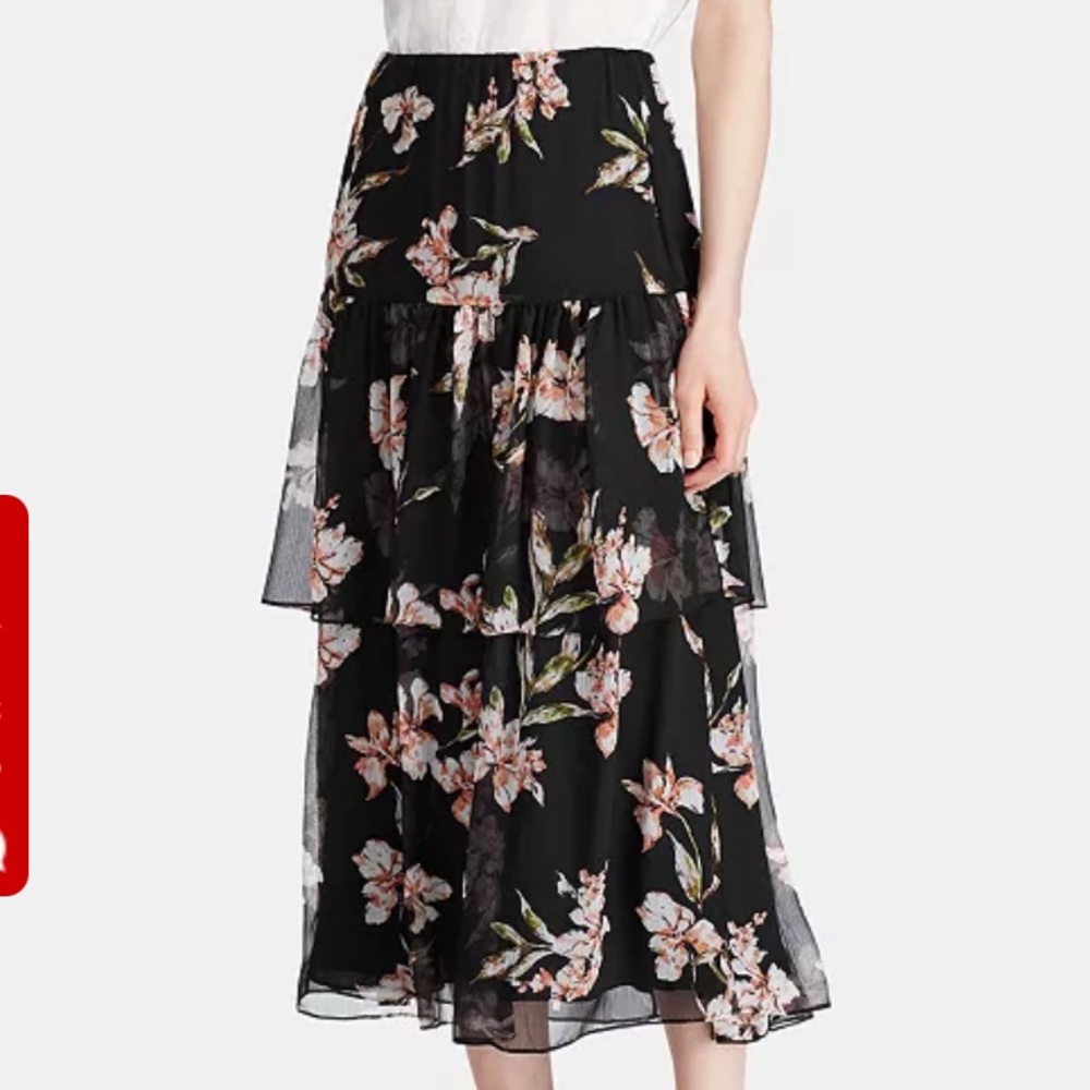 Lauren Ralph Lauren Floral Tiered Skirt, size PM - Picture 1 of 7